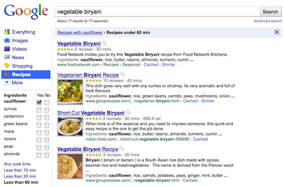 Google Recipe View